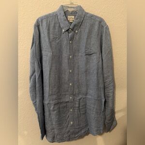 J. Crew Light Blue Casual Button-Down Shirt Baird McNutt Sz LT Linen